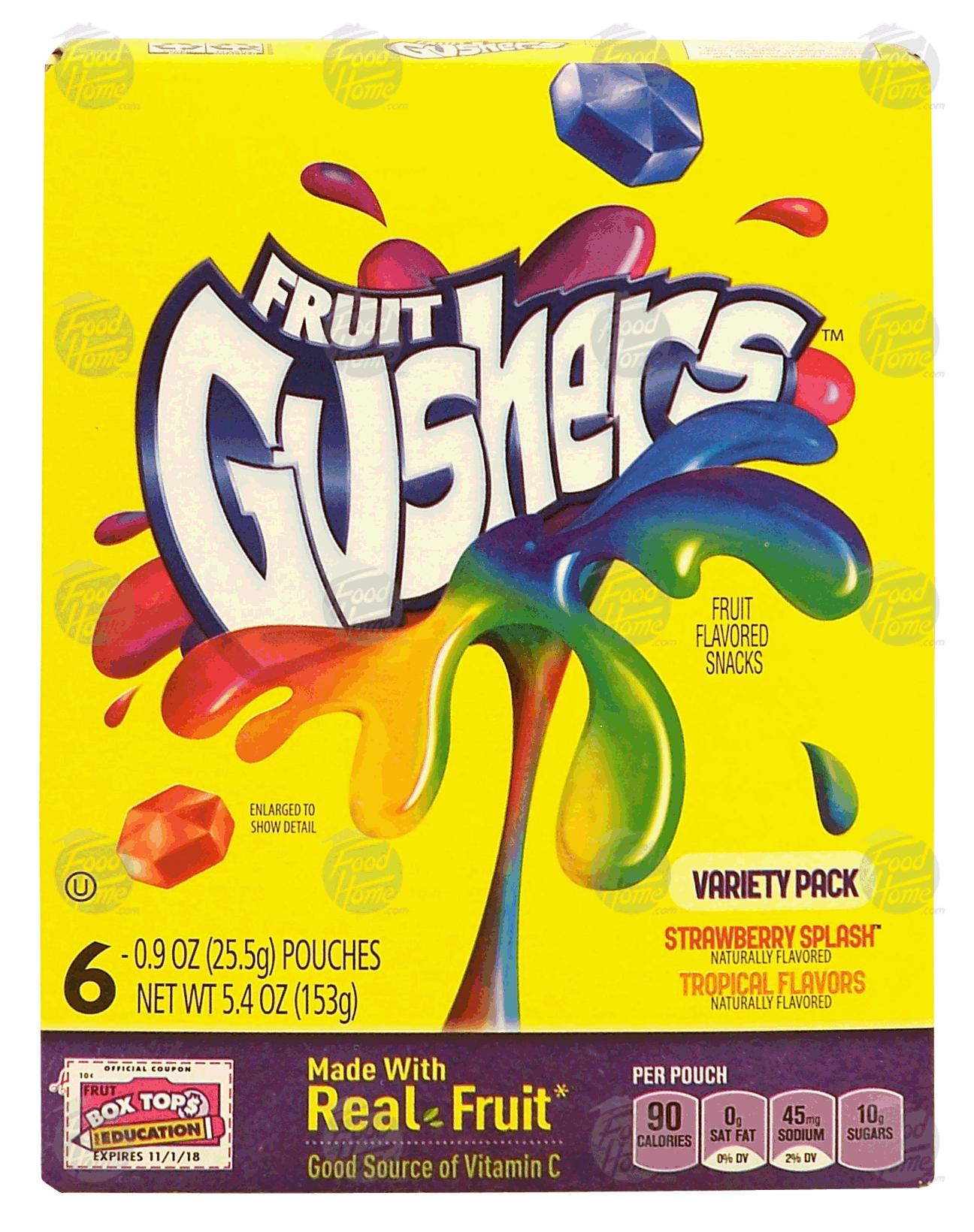 Betty Crocker&nbsp;Fruit Gushers&nbsp;variety pack; strawberry splash, watermelon blast, tropical flavors, 6-pouches Full-Size Picture